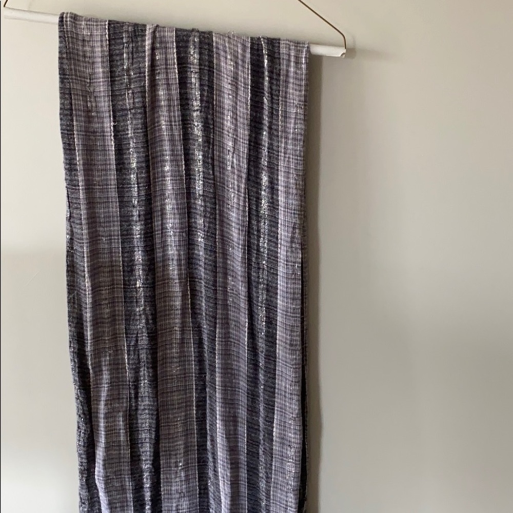 Gray, White metallic scarf